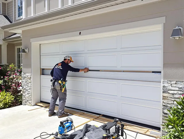 Avon Lake Garage Door Repair team performing complete garage door replacement at Avon Lake residence