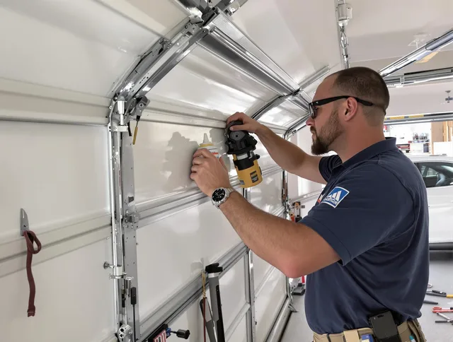 Avon Lake Garage Door Repair technician quieting a noisy garage door in Avon Lake